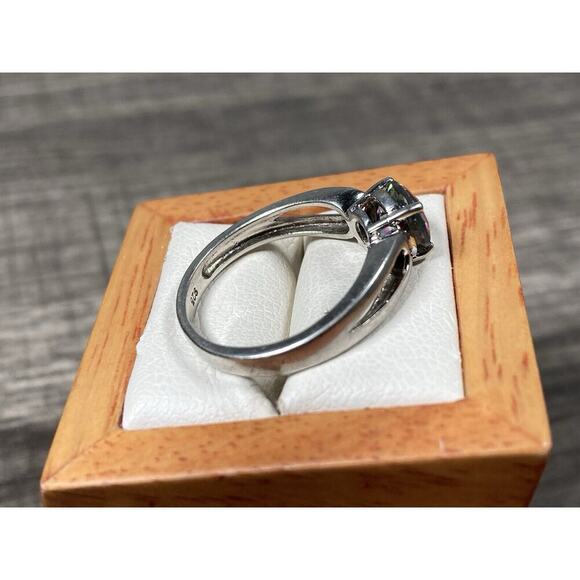 Vintage 925 Sterling Silver Mystic Topaz Ring Size 7 Designer Signed JH - Picture 6 of 9